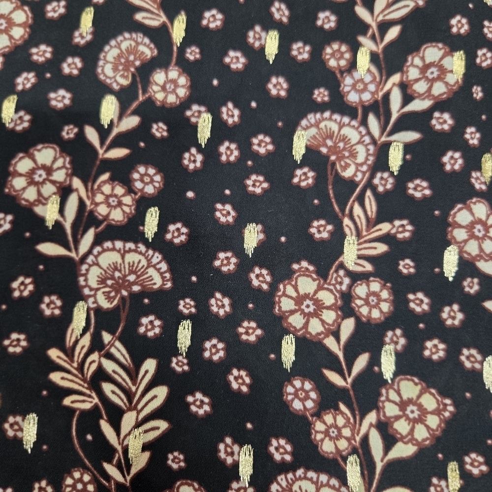 Maurices Floral Top Size Large Gold Fecks Roll Tab Sleeves Lightweight Womens - Picture 16 of 16